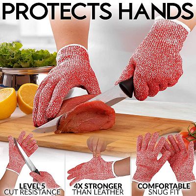 Cut Resistant Gloves Level 5 Protection for Kitchen, Upgrade Safety Anti Cutting Gloves for Meat Cutting, Wood Carving, Mandolin Slicing and More