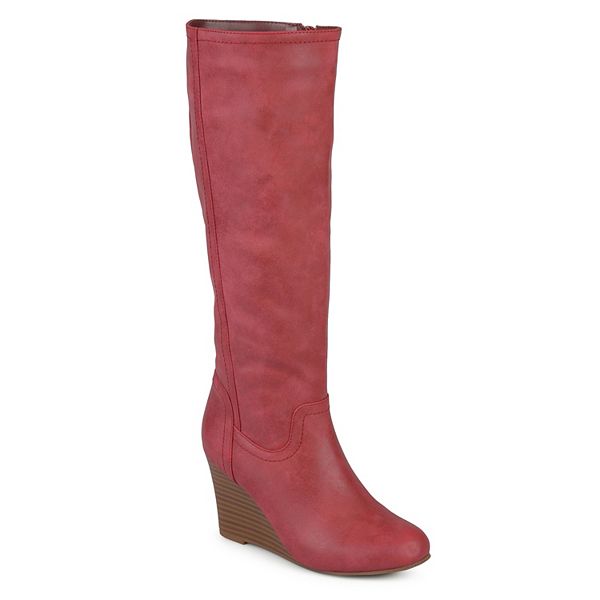Journee Collection Langly Women's Wedge Knee High Boots - Red (9 WC)