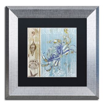 Trademark Fine Art Blue Crab I Silver Finish Framed Wall Art