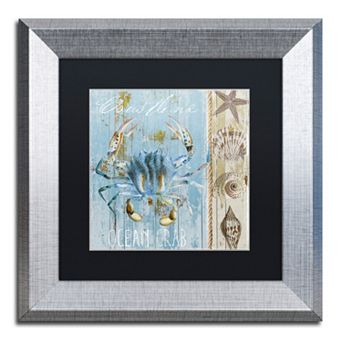 Trademark Fine Art Blue Crab II Silver Finish Framed Wall Art