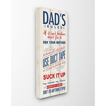 Stupell Home Decor Dad's Rules Canvas Wall Art - Size: 13X30