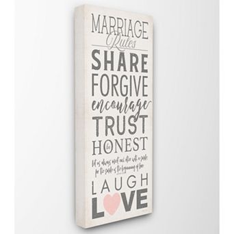Stupell Home Decor Marriage Rules Canvas Wall Art - Size: 13X30