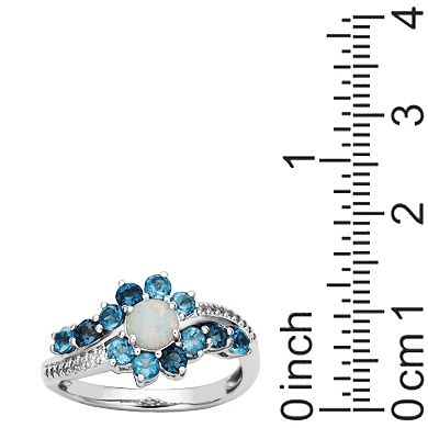 Sterling Silver Lab-Created Opal & Blue Topaz Ring
