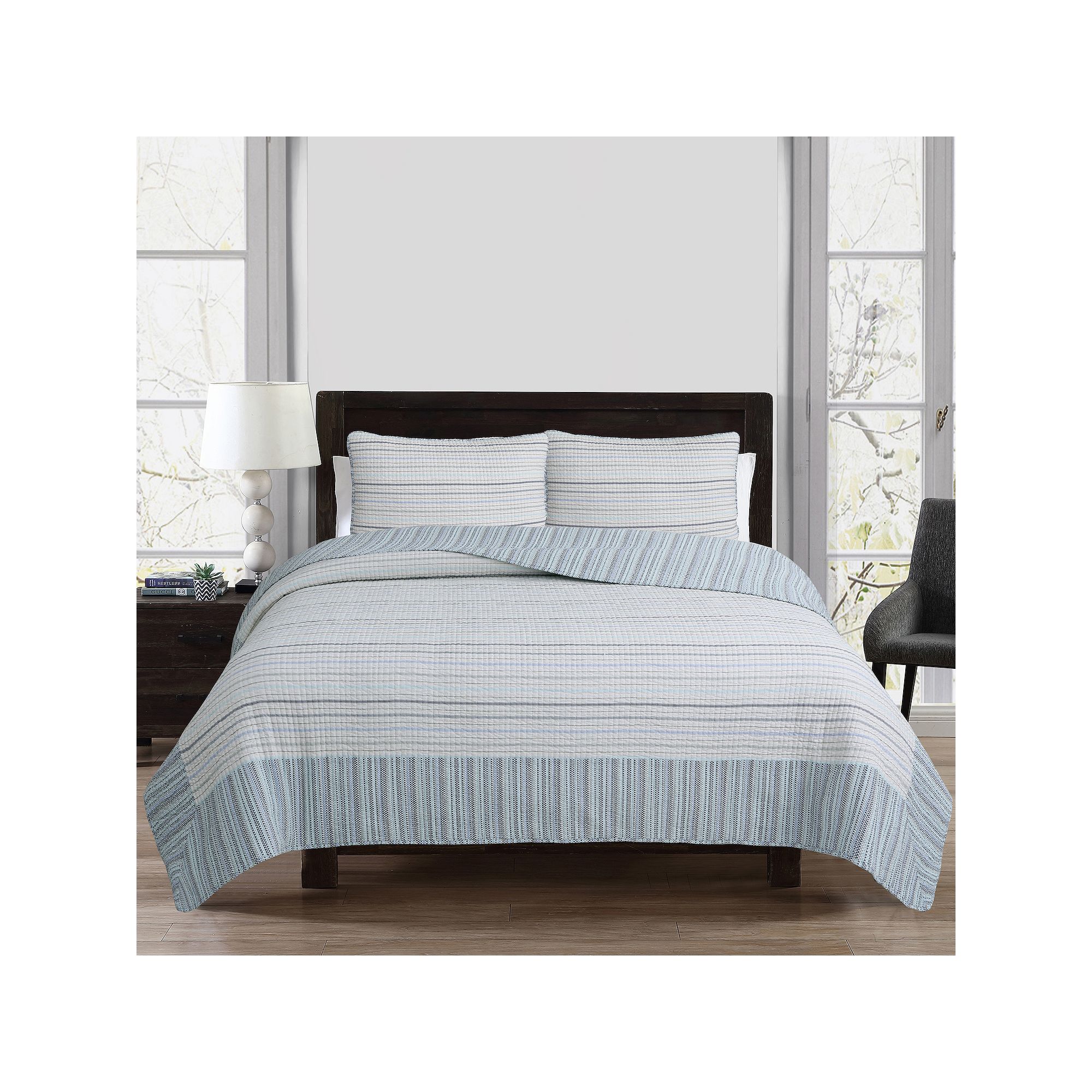 Estate Collection Elle Quilt Set with Shams, Blue