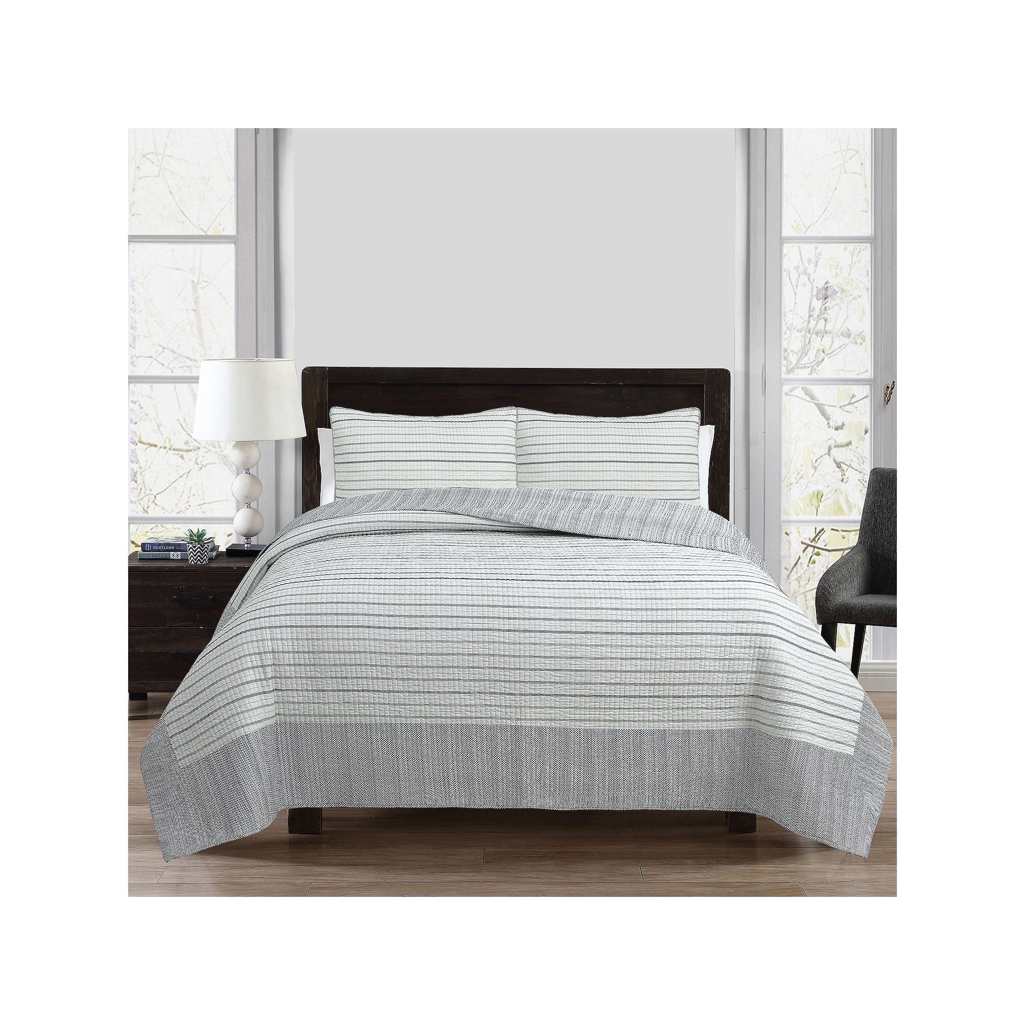 Estate Collection Elle Quilt Set with Shams, Black