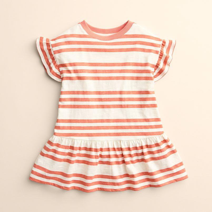 A pink and white striped baby dress