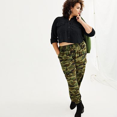 Plus Size INTEMPO Long-Sleeve Cropped Shirt