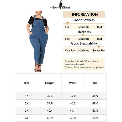 Women's Plus Size Casual Stretch Adjustable Denim Bib Overalls Jeans Pants Jumpsuits