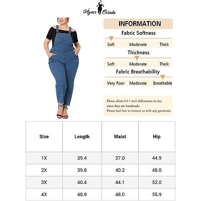Women s Plus Size Casual Stretch Adjustable Denim Bib Overalls Jeans Pants Jumpsuits