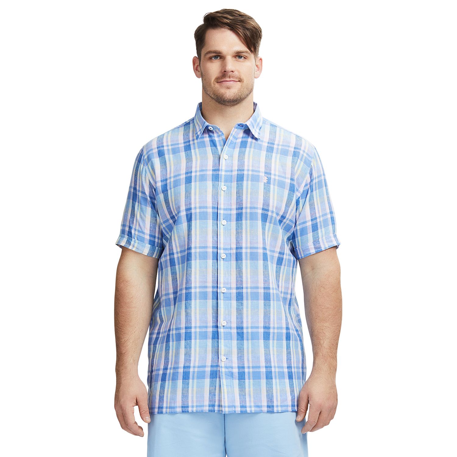 Big & Tall IZOD Linen Blend Short Sleeve Button-Down Shirt