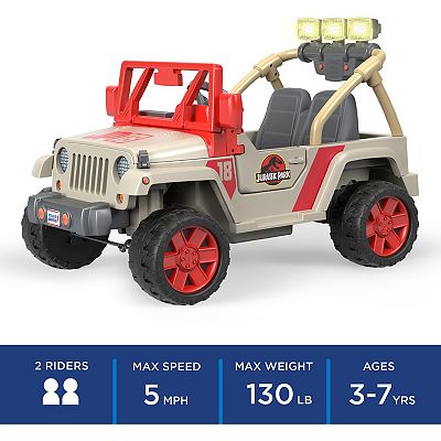 Power Wheels Jurassic Park Jeep Wrangler Battery Powered Ride On Vehicle by Fisher Price