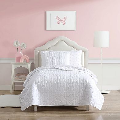 Laura Ashley White Butterfly Quilt Set