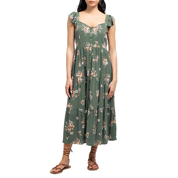 August Sky Women's Floral Tiered Midi Dress