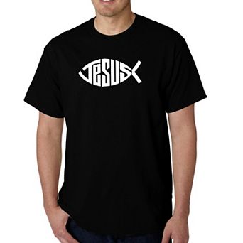 Jesus Fish- Men's Word Art T-shirt