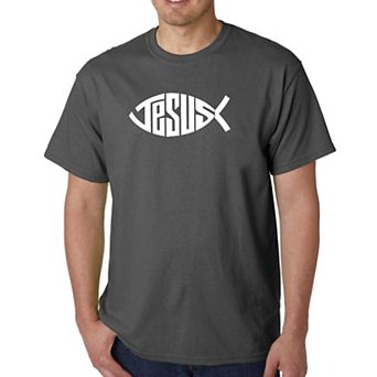Jesus Fish- Men's Word Art T-shirt