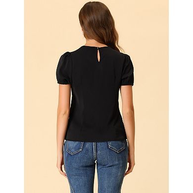 Women's Puffy Sleeves Tops Peter Pan Collar Blouse