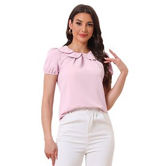 Women's Puffy Sleeves Tops Peter Pan Collar Blouse