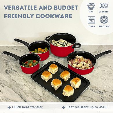 8-Piece Nonstick Carbon Steel Petite Cookware Set with Cookie Sheet