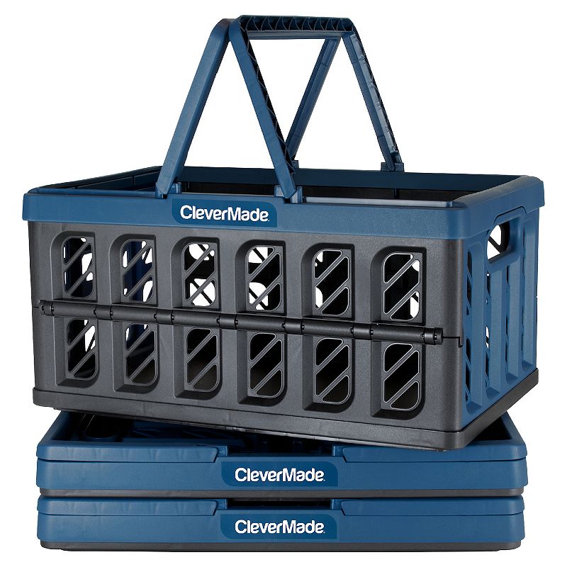 CleverMade 3 Pack Collapsible Shopping Basket EcoCrate with Handles - 24L  Ocean