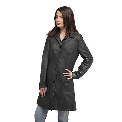 Women's Whet Blu Julia Leather Trench Coat