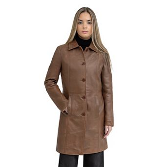 Women's Whet Blu Julia Leather Trench Coat