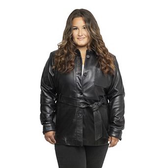 Plus Size Whet Blu Janely Leather Shirt Jacket