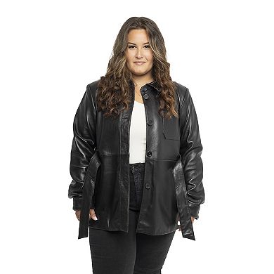 Plus Size Whet Blu Janely Leather Shirt Jacket