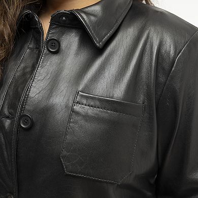 Plus Size Whet Blu Janely Leather Shirt Jacket
