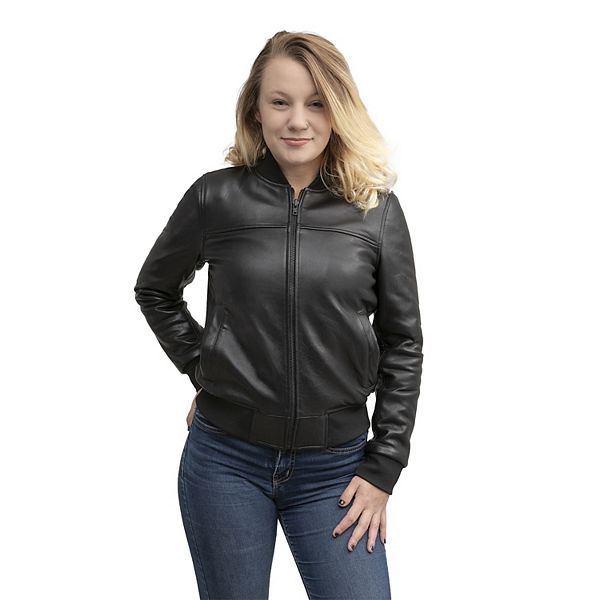 Women's Whet Blu Dani Leather Bomber Jacket