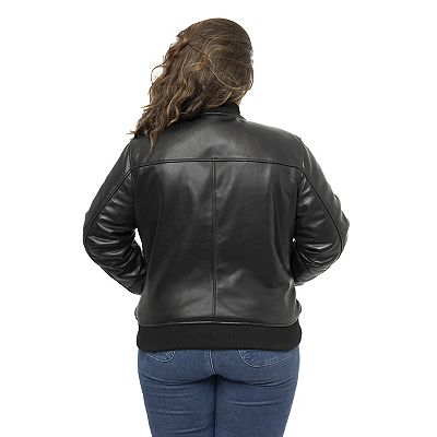 Plus Size Whet Blu New Zealand Lamb Leather Bomber Jacket