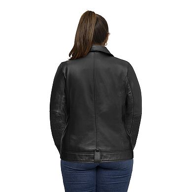 Plus Size Whet Blu Crossover Leather Jacket