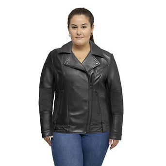 Plus Size Whet Blu Crossover Leather Jacket