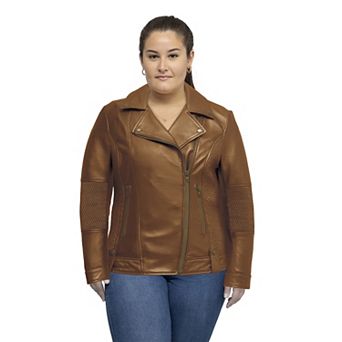 Plus Size Whet Blu Crossover Leather Jacket