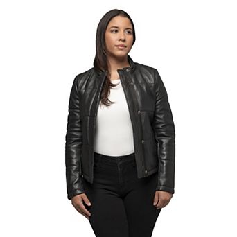 Plus Size Whet Blu Melyssa Leather Puffer Jacket