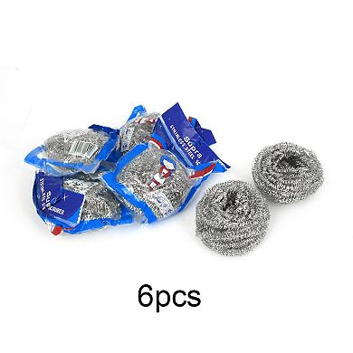 Kitchen Dish Bowl Steel Wire Spiral Scrubbing Washing Cleaning Ball Cleaner 6 Pcs