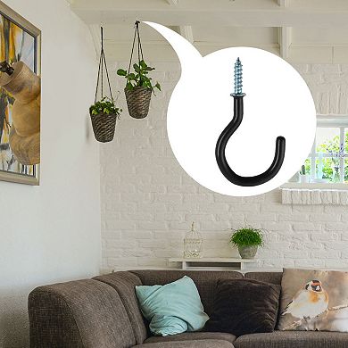 10pcs Cup Ceiling Hooks Metal Vinyl Coated Screw in Hanger Brown