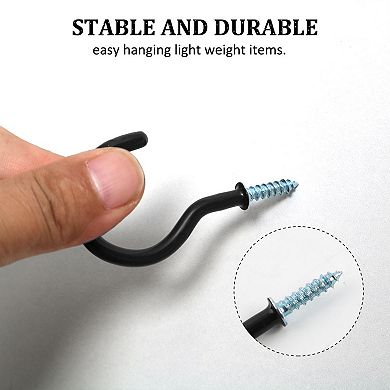 10pcs Cup Ceiling Hooks Metal Vinyl Coated Screw in Hanger Brown