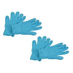 Unique Bargains Dusting Cleaning Gloves Microfiber Mittens Blue, Mint Green