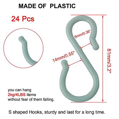 24 Pack S Hook Plastic Hanging Closet Utensils Coat Towel Hanger