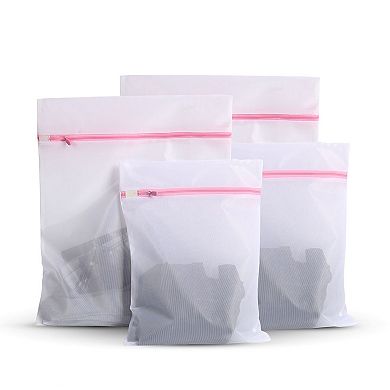 Polyester Washing Bags Socks Underwear Net Mesh Bag Set (Pink #1)