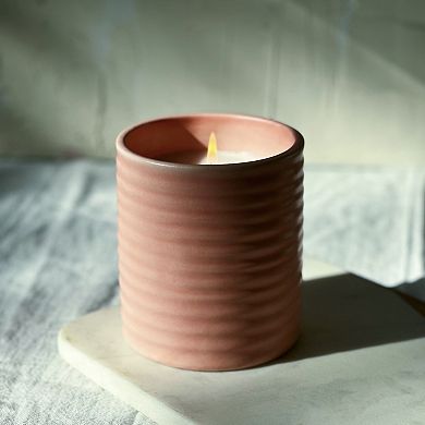 Sonoma Goods For Life Ribbed Rose Blossom Macaron 10.5-oz. Candle Jar