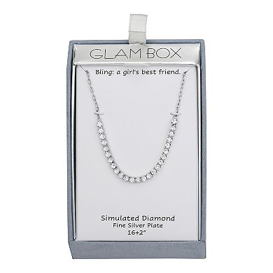 Glam Box Round Simulated Diamond Tennis Necklace