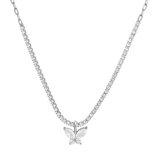 Fake diamond hot sale tennis necklace