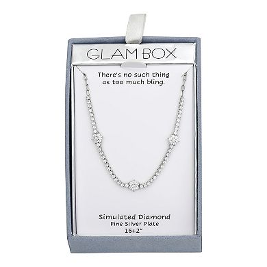 Glam Box Simulated Diamond Flower Trio Tennis Necklace