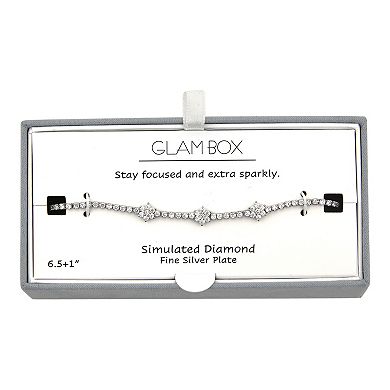 Glam Box Simulated Diamond Flower Trio Tennis Bracelet