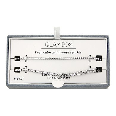 Glam Box Simulated Diamond & Link Chain 2-Piece Bracelet Set