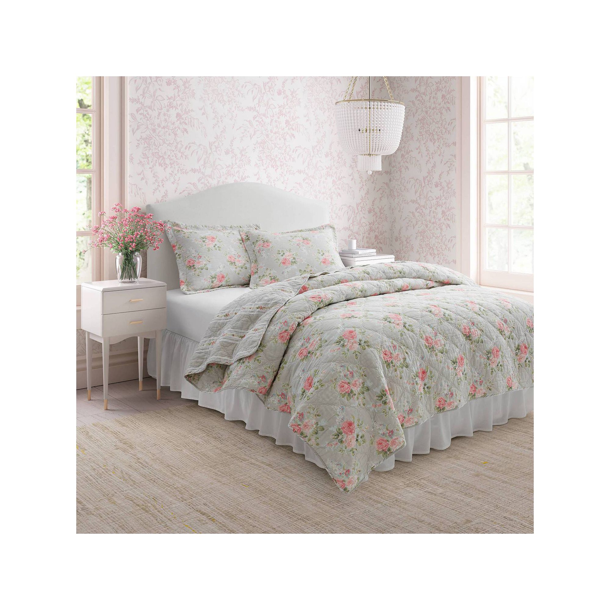 Laura Ashley Melany Pink Quilt Set with Shams