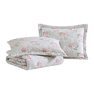 Laura Ashley Melany Pink Quilt Set with Shams