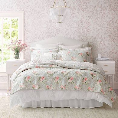 Laura Ashley Melany Pink Quilt Set with Shams