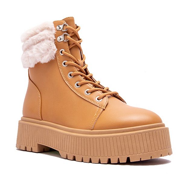 Fur trim best sale combat boots